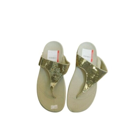 Fit Flop Fitflop Size 9 Gold Sequin Sandals NEW - Picture 2 of 4